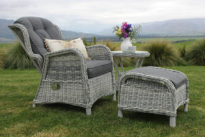 Reclining outdoor furniture New Zealand - Highland Recliner White & Grey