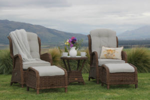 Highland Recliner Brown - Reclining outdoor furniture. Wicker outdoor chairs & footstools from Mountain Weave NZ